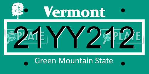 21YY212 Vermont License Plate