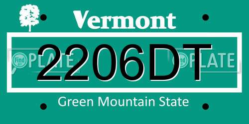 2206DT Vermont License Plate