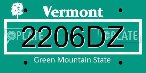 2206DZ Vermont License Plate