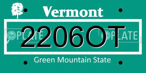2206OT Vermont License Plate