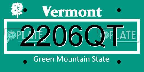 2206QT Vermont License Plate