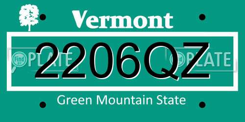 2206QZ Vermont License Plate
