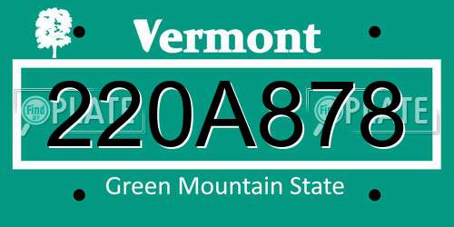 220A878 Vermont License Plate