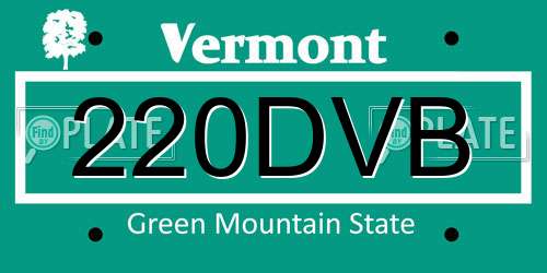 220DVB Vermont License Plate