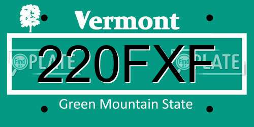 220FXF Vermont License Plate