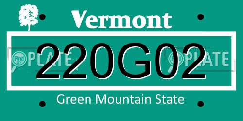 220G02 Vermont License Plate