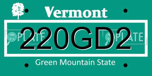 220GD2 Vermont License Plate