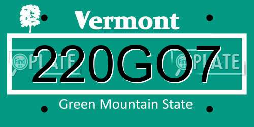 220GO7 Vermont License Plate