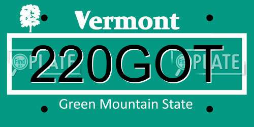 220GOT Vermont License Plate