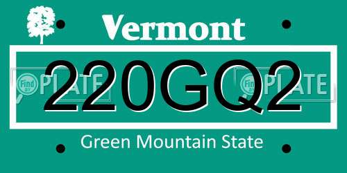 220GQ2 Vermont License Plate