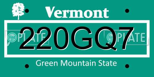 220GQ7 Vermont License Plate