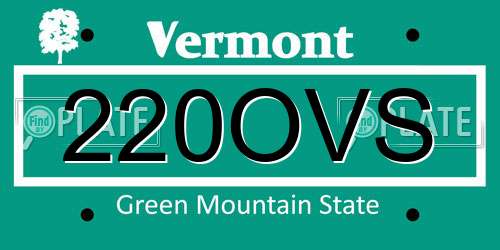 220OVS Vermont License Plate