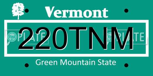 220TNM Vermont License Plate