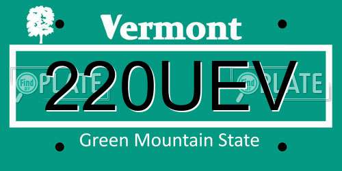 220UEV Vermont License Plate