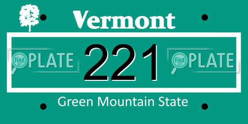 221 Vermont License Plate