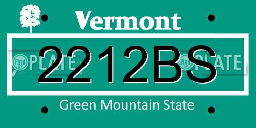 2212BS Vermont License Plate