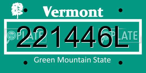 221446L Vermont License Plate