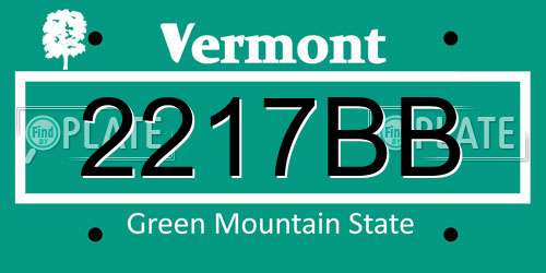 2217BB Vermont License Plate