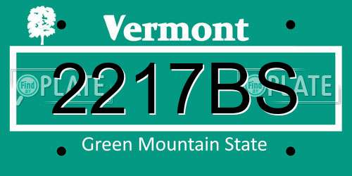 2217BS Vermont License Plate