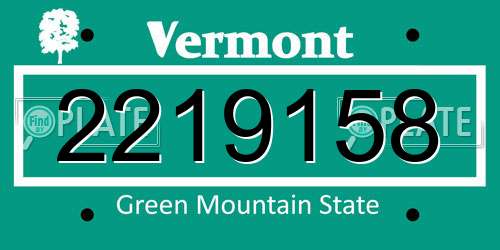 2219158 Vermont License Plate