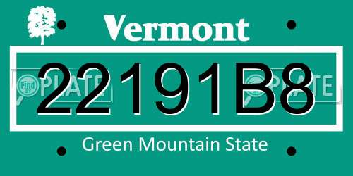 22191B8 Vermont License Plate