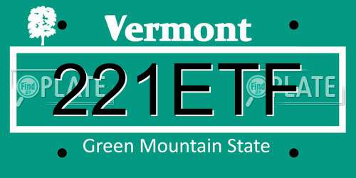 221ETF Vermont License Plate