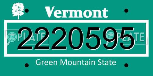 2220595 Vermont License Plate
