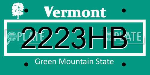 2223HB Vermont License Plate