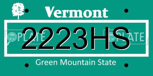 2223HS Vermont License Plate