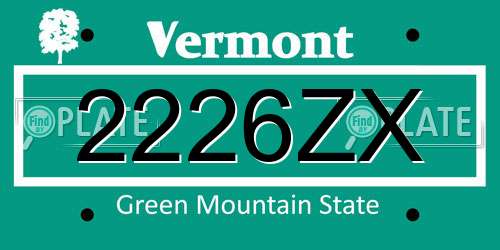 2226ZX Vermont License Plate