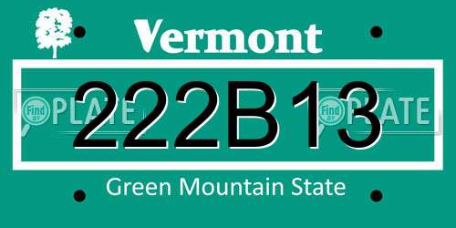 222B13 Vermont License Plate