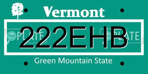 222EHB Vermont License Plate