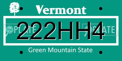 222HH4 Vermont License Plate