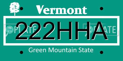 222HHA Vermont License Plate