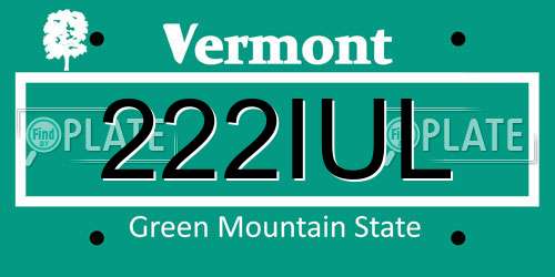 222IUL Vermont License Plate