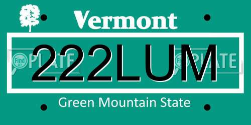 222LUM Vermont License Plate