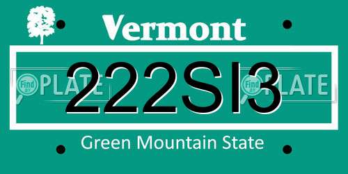 222SI3 Vermont License Plate