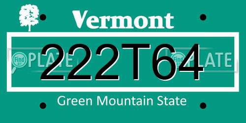 222T64 Vermont License Plate