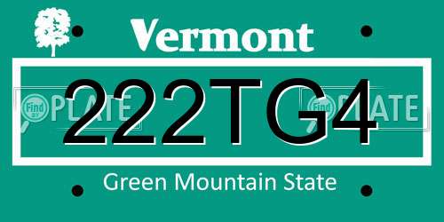 222TG4 Vermont License Plate