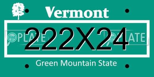 222X24 Vermont License Plate
