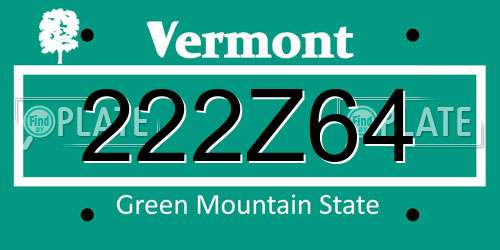 222Z64 Vermont License Plate