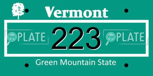 223 Vermont License Plate