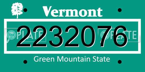 2232076 Vermont License Plate