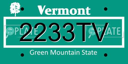 2233TV Vermont License Plate