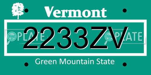 2233ZV Vermont License Plate