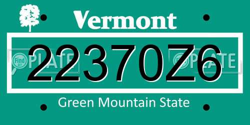22370Z6 Vermont License Plate