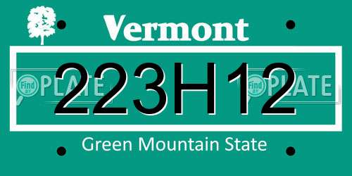 223H12 Vermont License Plate