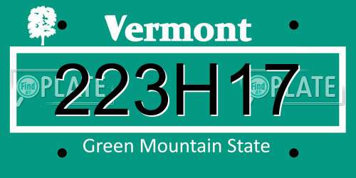 223H17 Vermont License Plate