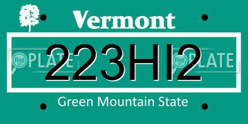 223HI2 Vermont License Plate