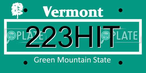 223HIT Vermont License Plate